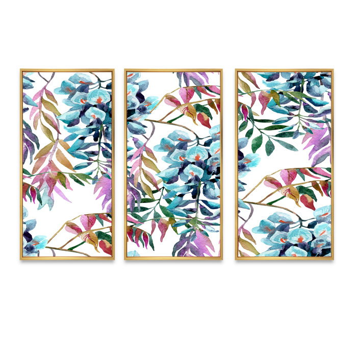 Red Barrel Studio® Wisteria Flowers With Purple Leaves Framed On Canvas
